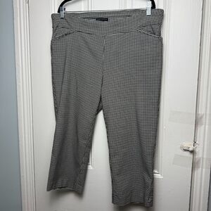 Napa Valley Capri Pants Womens 18W Black White Check Plaid Crop Pull On Pockets